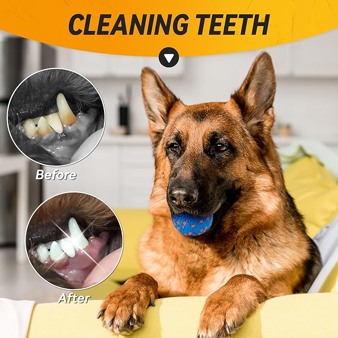 2Pcs Dog Balls, Tennis Balls for Dog Aggressive Chewers, for Large Medium Small Puppy, Training Catch&Fetch, Water Floats Toys, Blue