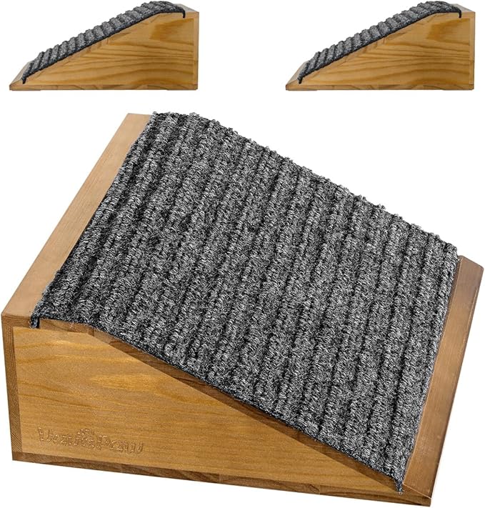 Dog Ramp for Stairs, Non-Slip Dog Stairs, Low-Angled Pet Ramps for Small Dogs and Cats, Medium Dogs, Step and Stair Assist for Injured and Older Pet, Walnut, 2 Pack