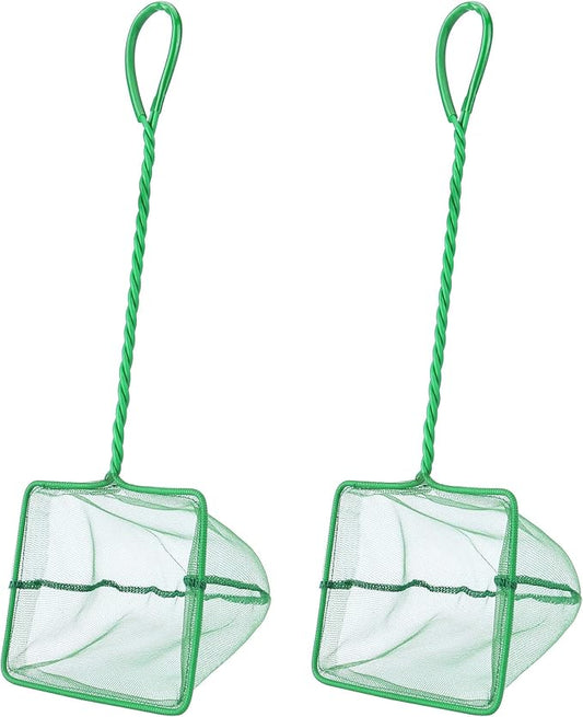 Mogoko 2 Pack Aquarium Net Fish Net, Small Net, Multi-Size Fine Mesh Aquarium Net with Long Plastic Handle for Fish Tank