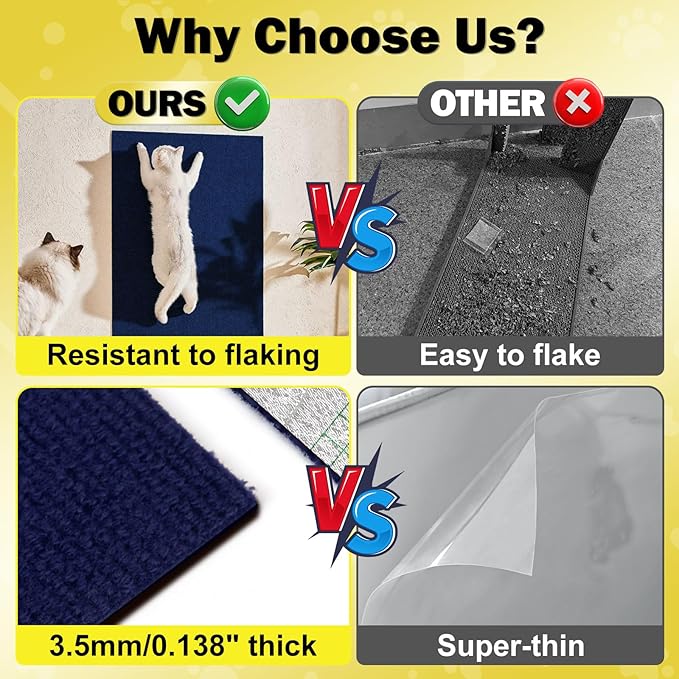 Bed Cat Scratcher Pad,47.2"x15.8"Cat Scratching Mat,Self-Adhesive Trimmable Anti Scratch Bed Couch Wall Corner Furniture Protector from Cat Claws,Easy Use for Cat Carpet/Door/Post