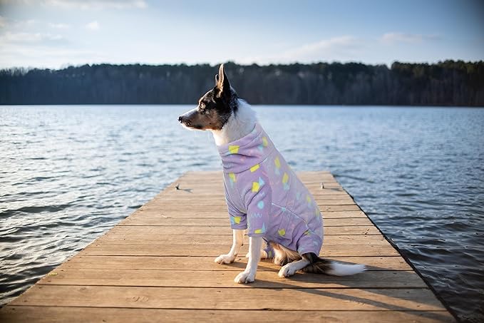 ROZKITCH Dog Winter Coat Soft Fleece Pullover Pajamas, Pet Windproof Warm Cold Weather Jacket Vest with Luminous Zipper, Jumpsuit Apparel Outfit Clothes for Small Medium Large Dog Geometry 2XS