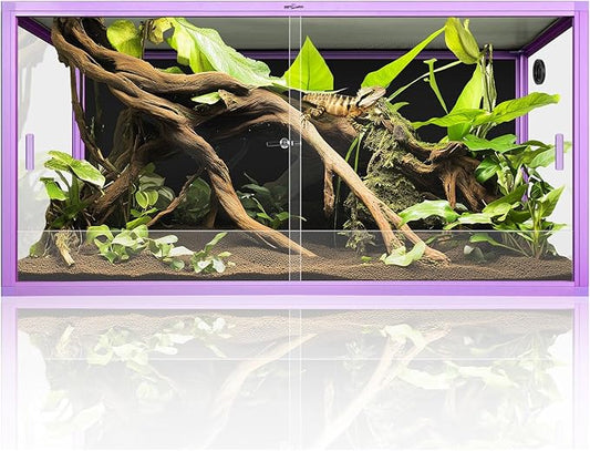 REPTI ZOO 120 Gallon Reptile Terrarium, 4x2x2 ft Light Weight Reptile Enclosure, Colored Reptiles Tank with Tempered Glass Door, Large Aluminum Habitat for Bearded Dragon, Snake, Lizard, Gecko-Purple