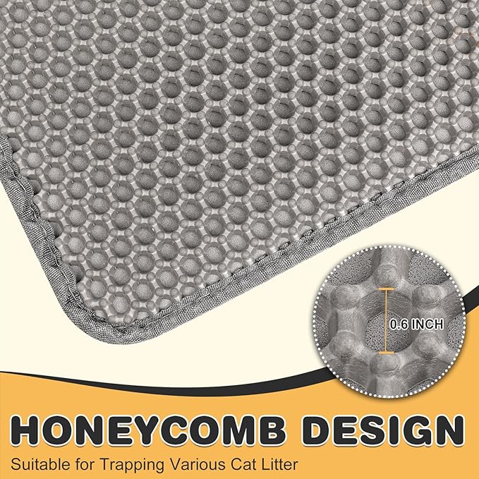 Cat Litter Mat Double Layer Waterproof Urine Proof Trapping Mat 1 Pack (Gray, 30x24 Inch)