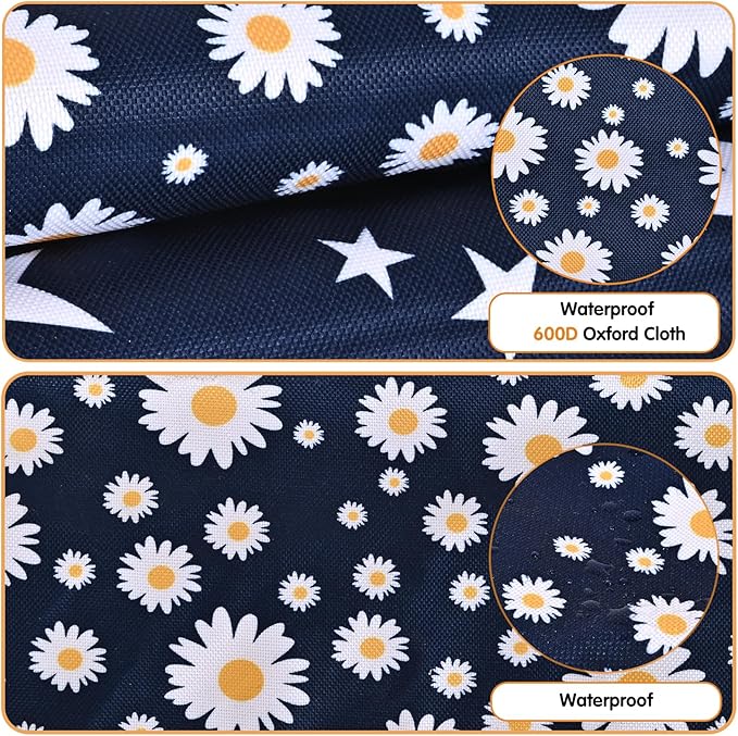 Upgraded Rabbits Hay Feeder Bag for Bunny, Guinea Pigs, Chinchillas - Hanging Washable 2-Hole Hay Dispenser with 600D Oxford Fabric, Small Animal Cage Accessories (Blue Daisy)