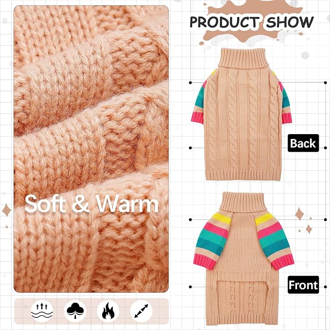 Dog Sweater Thick, Sweaters for Large Size Dogs Comfy, Stretchy Pullover Dog Sweater for Large Doggie, Christmas Dogs Sweaters Unisex, Warm Pet Knitwear Boston Terrier, Frenchie L