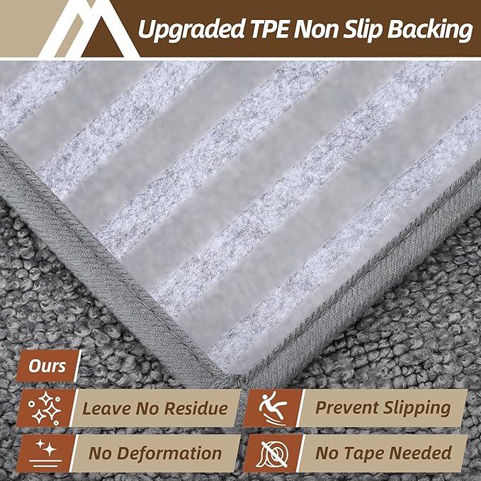 COSY HOMEER Stair Treads for Wooden Steps 9"x28" Washable Indoor Carpet Stair Treads Non Slip Soft Polyester Stair Carpet Tread Reusable Stair Runner Rugs for Kids, Elders,Pets,Medium Grey,10pcs