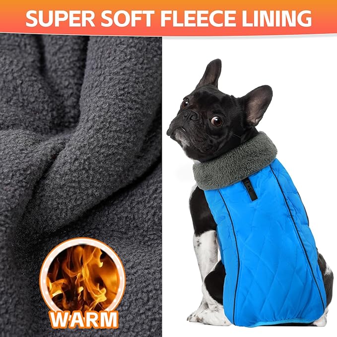 Doglay Dog Coat, Waterproof Dog Jacket Pet Winter Coat for Cold Weather with Thicken Furry Collar, Reflective Puppy Winter Jacket Warm Fleece Lining for Small Medium Large Pets