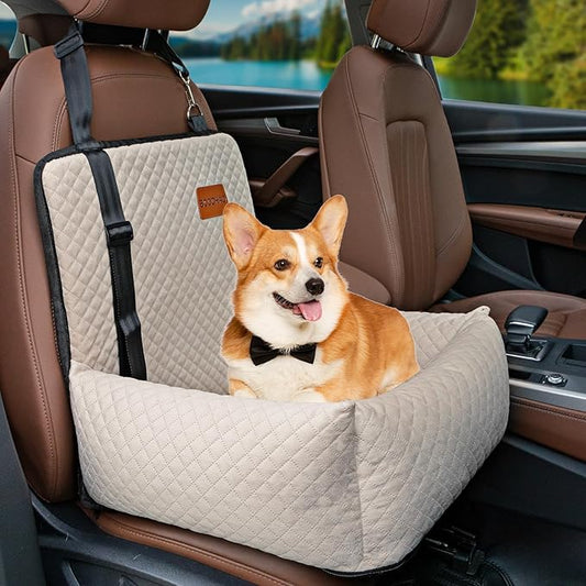 Dog Car Seat Pet Booster Seat Pet Travel Safety Car Seat,The Dog seat Made of Materials is Safe and Comfortable, and can be Disassembled for Easy Cleaning (Off White)
