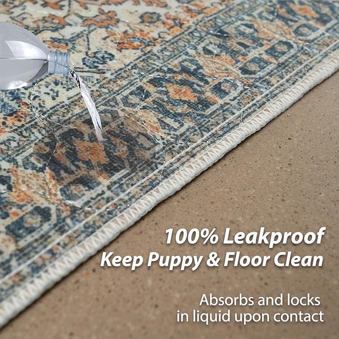 nunubaby 4PACK Washable Pee Pads for Dogs, Stylish, Non-Slip and Leak-Proof Pee Pads. Reusable Potty Pads for Dogs for Crates and Floors.(Beige/Multi, 24" x36")