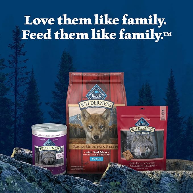 Blue Buffalo Wilderness High-Protein Rocky Mountain Recipe Dry Food for Puppies, Red Meat & Grains, 24-lb Bag