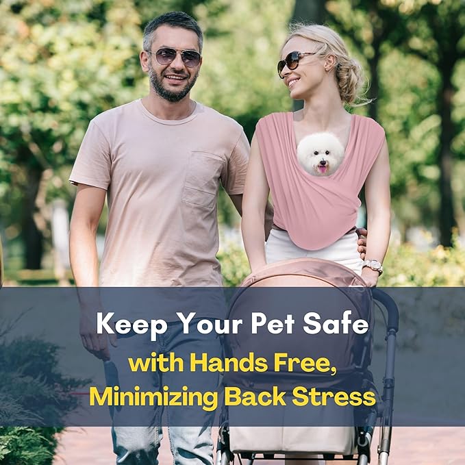 Dog Carriers for Small Dogs, Front Facing Dog Sling Carrier, Hands Free Cat Carrier, Size Adjustable, Reducing Back Pain, Premium Cotton, Safe and Soft Dog Carrier (Regular, Light Pink)