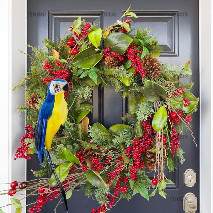 AUEAR, 9.8 Inch Blue Artificial Birds Realistic Parrot Decor Model for Decoration Craft