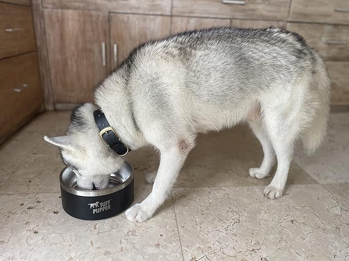 Tuff Pupper 100 oz Heavy Duty Insulated Stainless Steel Dog Bowl for Large Dogs, Non-Slip Base, Dishwasher Safe