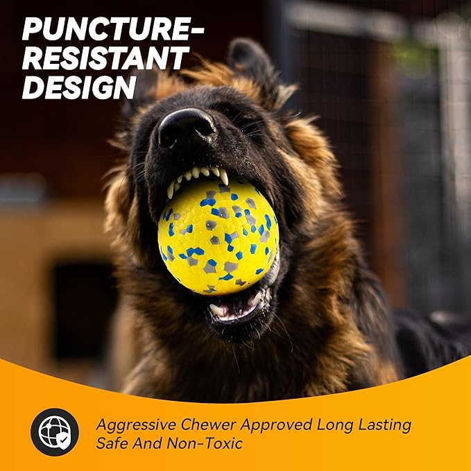 4Pcs Dog Balls, Tennis Balls for Dog Aggressive Chewers, for Large Medium Small Puppy, Training Catch&Fetch, Water Floats Toys, Yellow