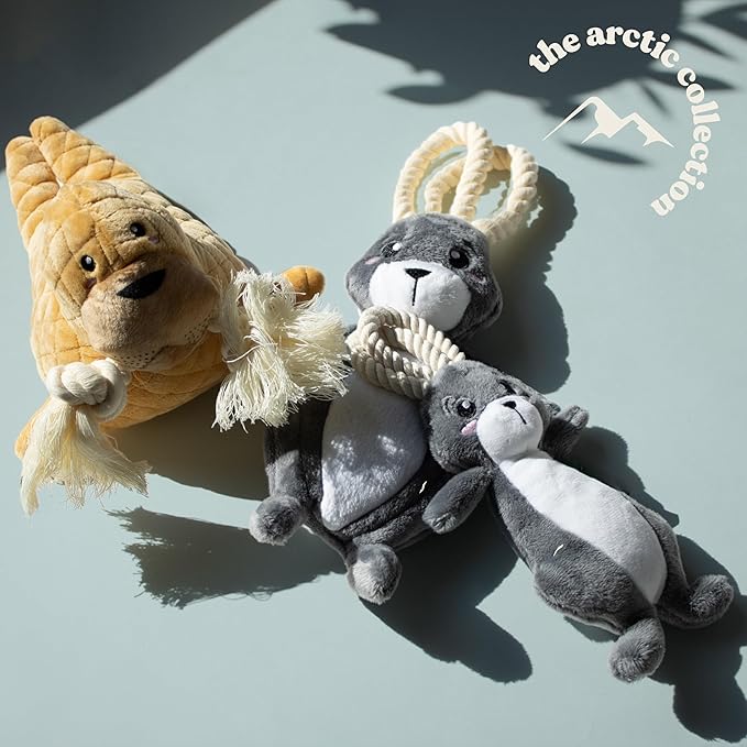Arctic Collection Dog Toys | Jumbo Sized Artie The Arctic Hare | Cute, Durable, & Sustainable Plush Chew Toys for Dogs 50 lbs & up | Eco Friendly & 100% Recycled Materials