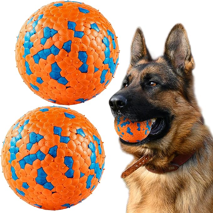 2Pcs Dog Balls, Tennis Balls for Dog Aggressive Chewers, for Large Medium Small Puppy, Training Catch&Fetch, Water Floats Toys, Orange