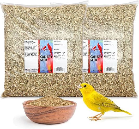 Morning Bird Canary Seed – Nutritional Rich in Vitamins and Supplements for Birds – Ideal for Healthy Feathers and Strong Bones Seed for All Birds Type 18 lbs (2-Pack, 9 lbs Each)