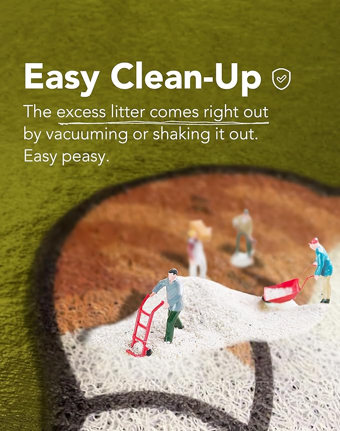 Lukamoo® Cute Cat Litter Mat (30’’x20’’), Large/L, for Kitty Litter & Cute Cat Litter Box, Litter Trapping Mat (mackerel tabby)