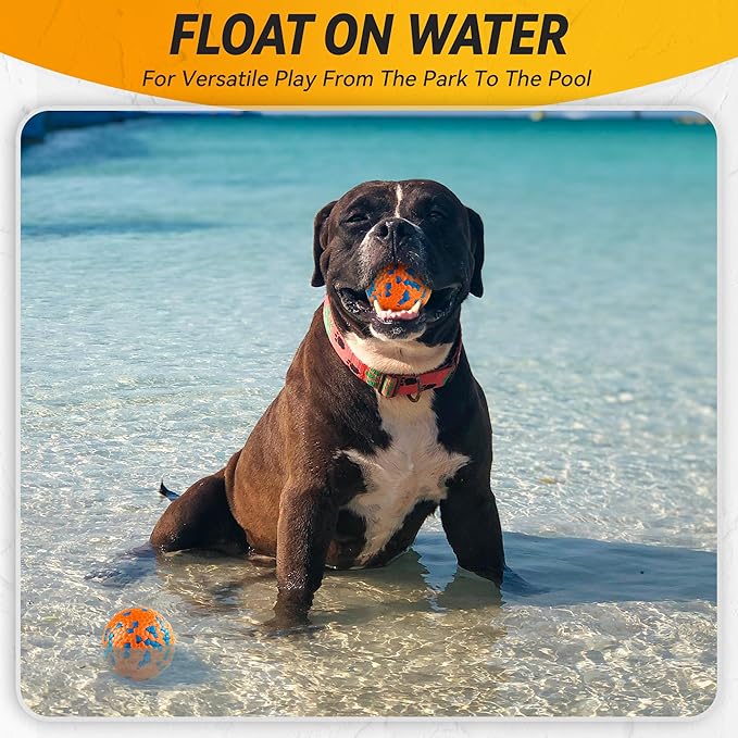 2Pcs Dog Balls, Tennis Balls for Dog Aggressive Chewers, for Large Medium Small Puppy, Training Catch&Fetch, Water Floats Toys, Orange