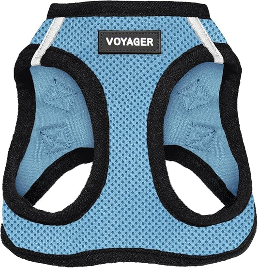Best Pet Supplies - All Weather Mesh, Reflective, No Pull Harness for Small, Medium Dogs, Cats - Secure with Hook & Loop Fastener, Buckle, Double D-Rings - Baby Blue/Black Trim, XXS