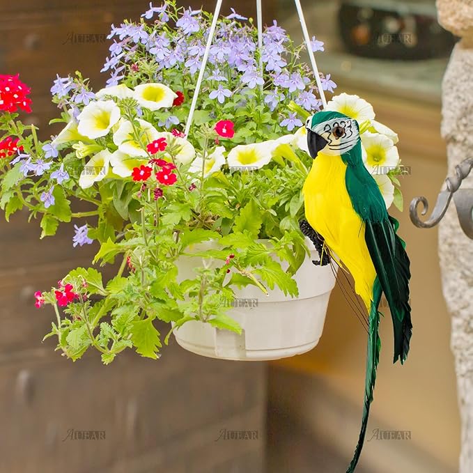 AUEAR, 9.8 Inch Green Artificial Birds Realistic Parrot Decor Model for Decoration Craft