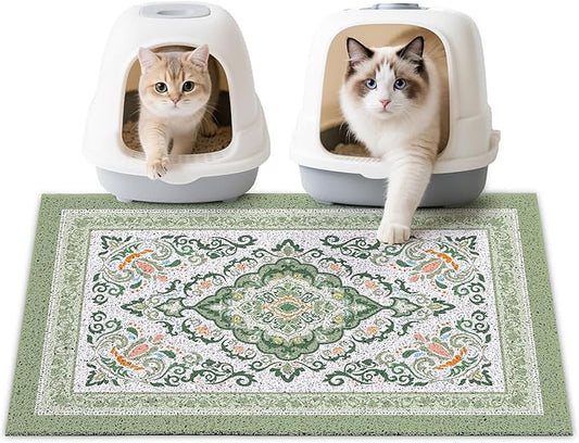Unicorn Catcher Cat Litter Mat 33" x 22" Non-Slip Litter Box Mat Washable Litter Catcher Mat for Litter Box Indoor Food Mat Supplies Essentials, DarkSeaGreen