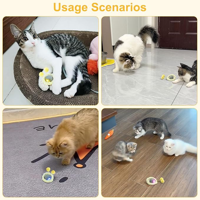 Interactive Cat Toys for Indoor Cats, Automatic Motion Cat Toy in Pouch Fast Rolling Ball in Play Mat Hide and Seek Mouse Catching Game with Chirping Stimulation,Led Light,Auto On/Off(Grey)