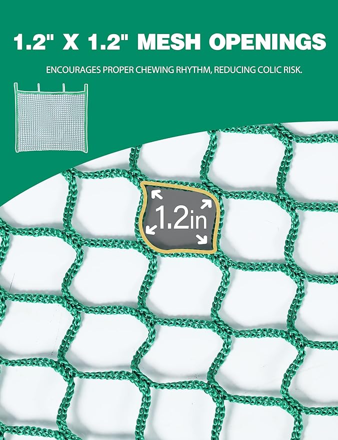 Harrison Howard Square Opening Slow Feed Hay Nets for Horses Large Capacity Horse Feed Bag Reduce Hay Waste Promote Healthy Digestion Green 24 * 35''