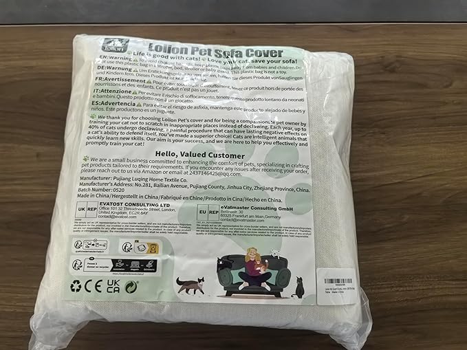 Cat Scratch Furniture Protector - Anti-Slip, Waterproof Sofa Cover to Keep Cats Off, Pet-Friendly Couch Protectors for 3 Cushion Couch, Beige Anti-Scratch Couch Cover for Pets and Kids 118"X71"