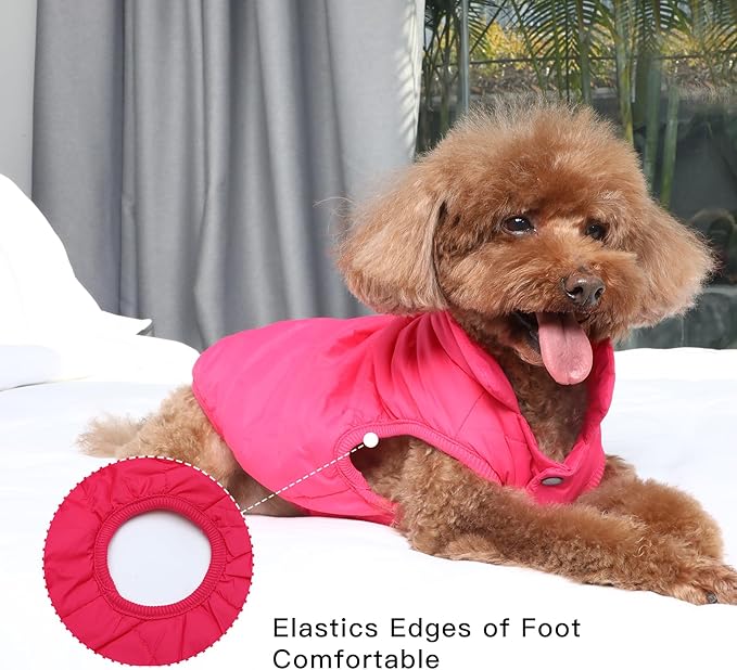 2 Layers Fleece Lined Warm Dog Jacket for Puppy Winter Cold Weather,Soft Windproof Small Dog Coat,Pink S