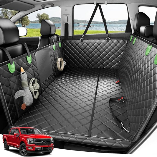 Zanch 2025 Upgraded Dog Car Seat Cover, 400 lbs Heavy Duty Hard Bottom, Waterproof & Anti-Scratch Back Seat Protector, Nonslip Pet Hammock Extender for Full-Size Trucks, SUVs, XL-Green