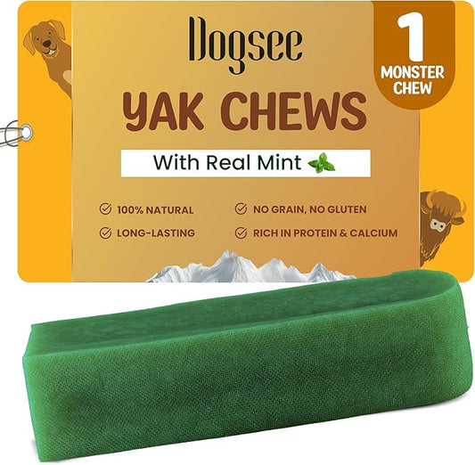 Dogsee Himalayan Yak Chews with Real Mint (Monster- 1 Bar) | Fight Bad Breath | Rich in Protein & Calcium | Long Lasting | for Cleaning Teeth