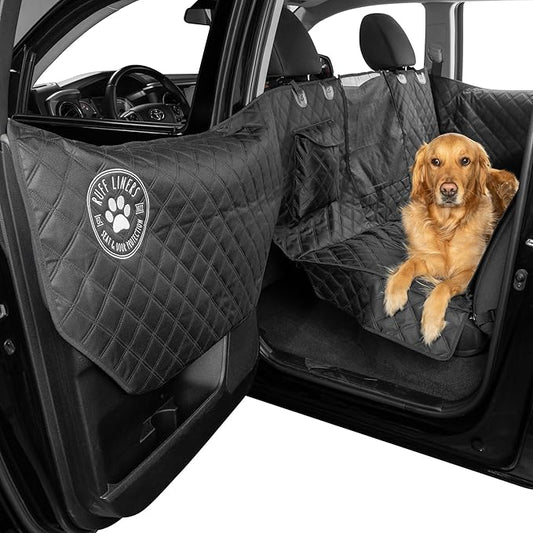 Large Dog Seat Cover, 2025 Black – As Seen on Shark Tank – Back Seat Protector for Full-Size Trucks – Waterproof, Machine-Washable, Touch Fasteners, & Belt Slots – Heavy-Duty Dog Hammock
