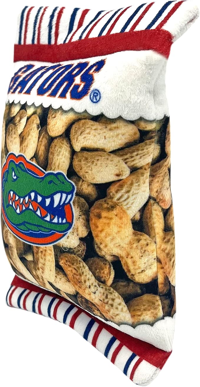 NCAA Florida Gators Crinkle FINE Plush Dog & CAT Squeak Toy- Cutest Stadium Peanuts Snack Toy for Dogs & Cats with Inner Squeaker & Beautiful Football/Basketball Team Name/Logo