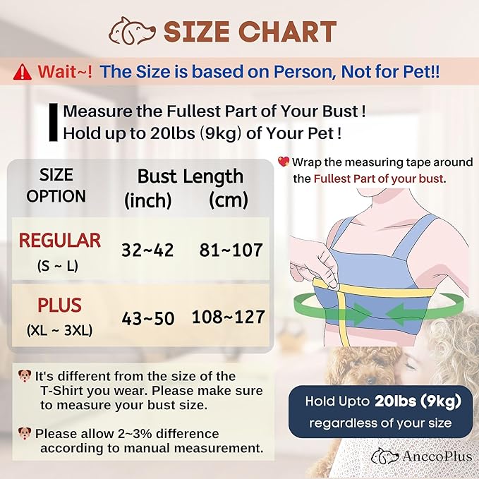 Dog Carriers for Small Dogs, Front Facing Dog Sling Carrier, Hands Free Cat Carrier, Size Adjustable, Reducing Back Pain, Premium Cotton, Safe and Soft Dog Carrier (Plus, Light Pink)