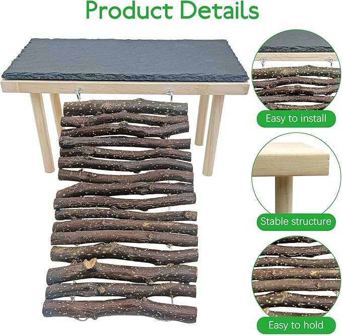 BNOSDM Bearded Dragon Basking Rock Platform with Climbing Ramp Reptiles Hideout Hide Cave Reptile Tank Accessories Suit for Tortoise, Lizard, Toad, Gecko (Small)