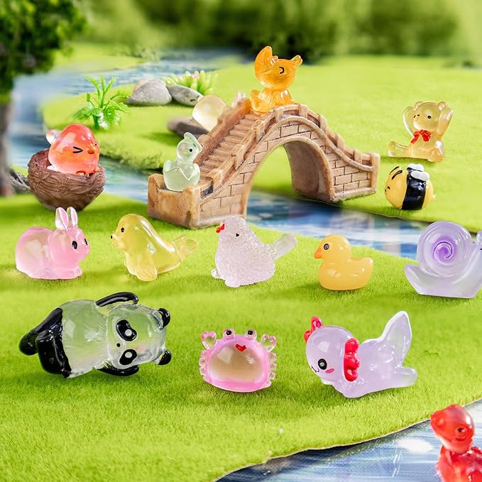 30 Styles Mini Resin Animals 30pcs Variety Tiny Animals Figures Miniature Little Small Figurines Bulk for Micro Fairy Garden Landscape Accessories Hide Decor Aquarium