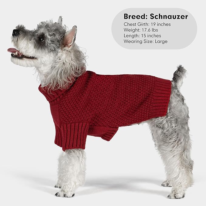 cyeollo Dog Sweater Pullover Turtleneck for Dogs Girl, Classic Knitwear Fall Winter Cold Weather Pet Clothes Warm Pet Apparel Small Medium Large Dog Sweaters, Burgundy M