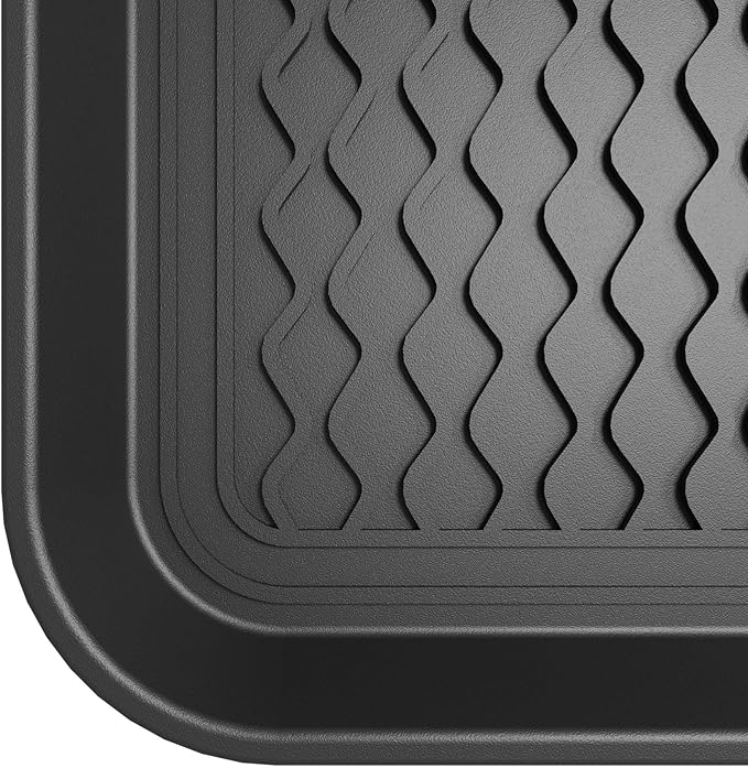 Ottomanson 15” x 30” Multi-Purpose Boot Tray - Waterproof Mat for Shoes, Pet Food, Litter Box, Painting & Planting - 1.2” Raised Edge for Spill Protection