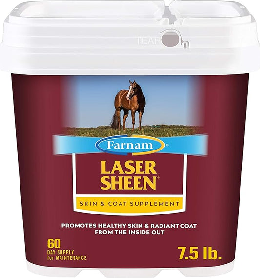 Farnam Laser Sheen Skin & Coat Supplement for Horses, Promotes Healthy Skin & Radiant Coat from The Inside Out, 7.5 Pound, 60 Day Supply