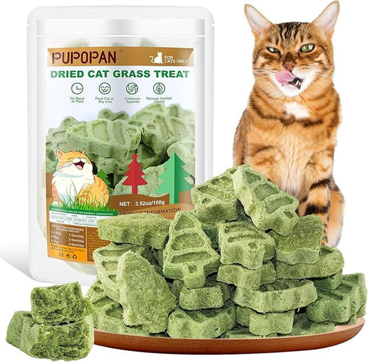 Cat Grass Teething Sticks, 100g/3.52oz Edible Freezed Drying Cat Grass Treats, Cats Snacks for Hairball Removal and Dental Care