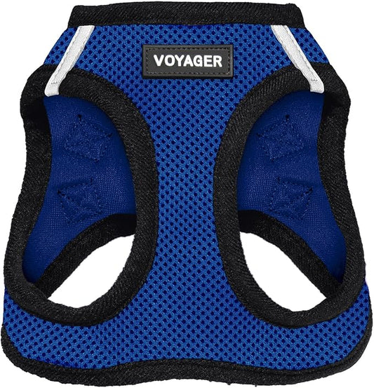 Best Pet Supplies - All Weather Mesh, Reflective, No Pull Harness for Small, Medium Dogs, Cats - Secure with Hook & Loop Fastener, Buckle, Double D-Rings - Royal Blue/Black Trim, XXS