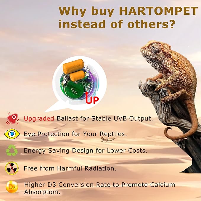 UVB 10.0 Reptile Light 13W, Compact Fluorescent Desert Lamp, High-Output Coil UVB Bulbs for Terrarium Tanks, Suitable for Bearded Dragons, Geckos and Other Desert-Dwelling Reptile