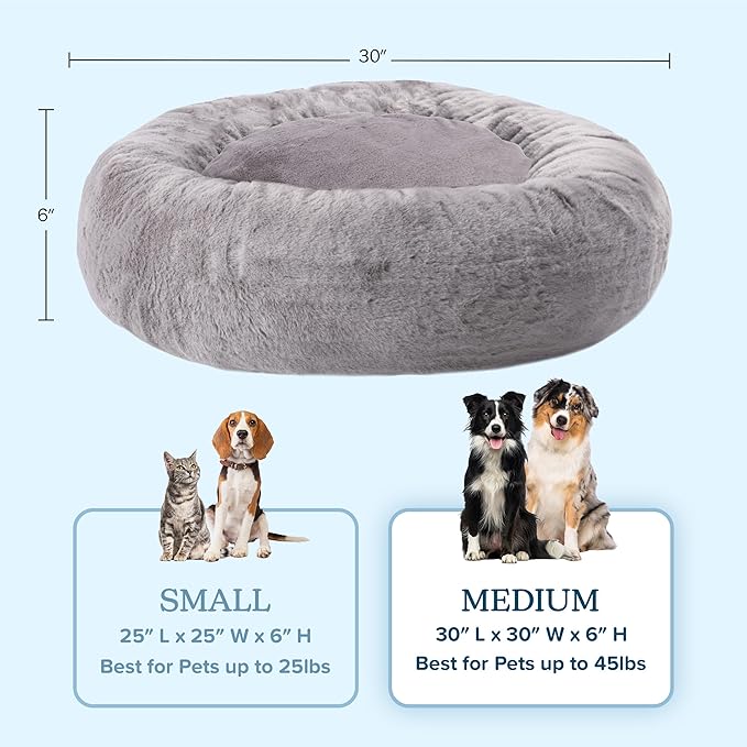 PETMAKER Dog Bed - Donut Bed for Medium Pets - Dog Bed with Removable Washable Cover and Anti-Slip Bottom - Puppy Essentials (Gray)