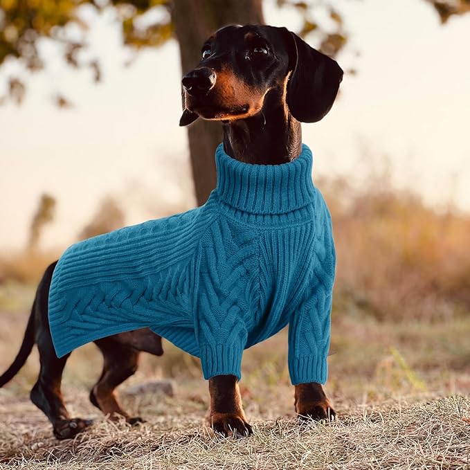 ASENKU Extra-Large Dog Sweater, Dog Sweaters for Extra Large Dogs, Pet Sweatshirt Apparel Turtleneck Pullover Winter for Doberman, Great Dane (Teal Blue, 4XL)