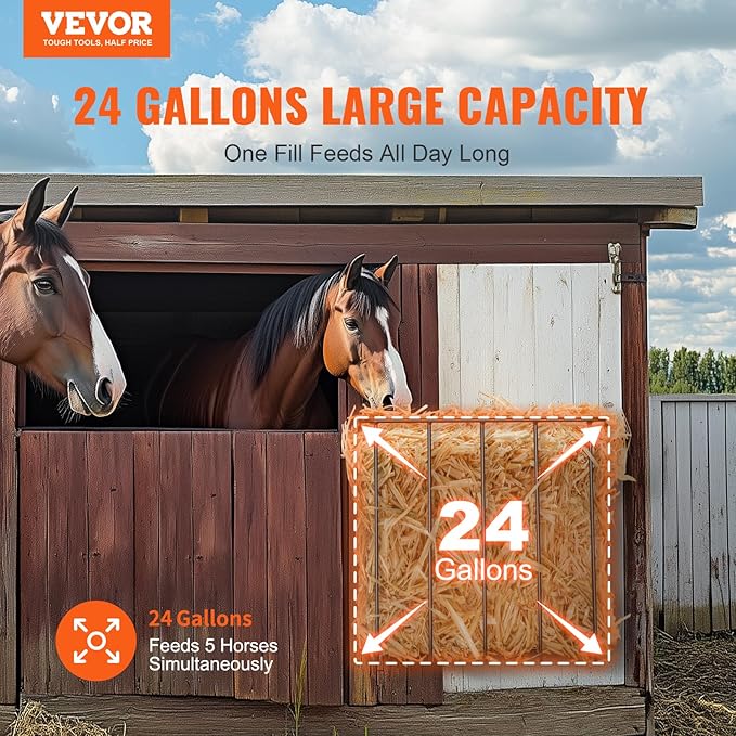 VEVOR Livestock Feeder, 24 Gallon Large Capacity, Heavy-Duty Steel Goat Hay Rack, 27'' Long Wall Mounted Horse Hay Holder, Multiple Sided Feeding Rack for Sheep Farm Livestock Indoor Outdoor