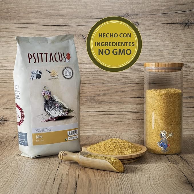 Psittacus Mini Hand-Feeding Formula 2.2 lb | Diet for Baby Cockatiels, Conures and Galah Cockatoo | Premium Food for Birds, 100% no-GMO