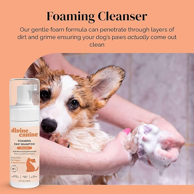 Foam Dog Paw Cleaner - 8.4 Fl Oz of Alcohol Free Foaming Paw Sanitizer Spritz - Made with Coconut, Aloe, Copaiba Oil, and Lemongrass Oil to Nourish and Clean Paws - Made in The USA