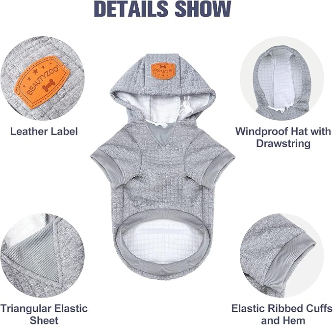 BEAUTYZOO Dog Sweaters for Large Dogs Girls Boys, Warm Winter Dog Hoodie Sweatshirt with Pocket & Leash Hole,Soft Waffle-Like Laminated Cotton Pet Clothes for Big Breeds Indoor Outdoor Cold Weather