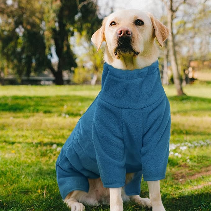 ROZKITCH Dog Winter Coat Soft Fleece Pullover Pajamas, Pet Windproof Warm Cold Weather Jacket Vest Cozy Jumpsuit Apparel Outfit Clothes for Small Medium Large Dog Walking Sleep XL
